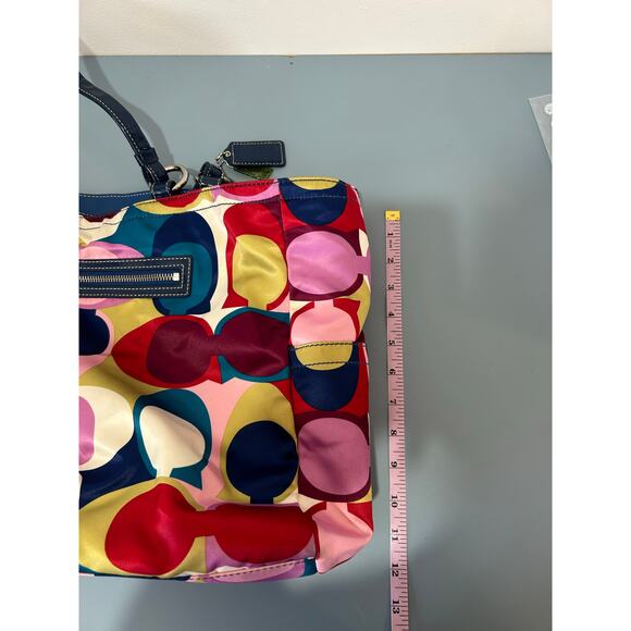 Vintage Coach Signature Scarf Print Satin Tote Bag - Picture 12 of 14